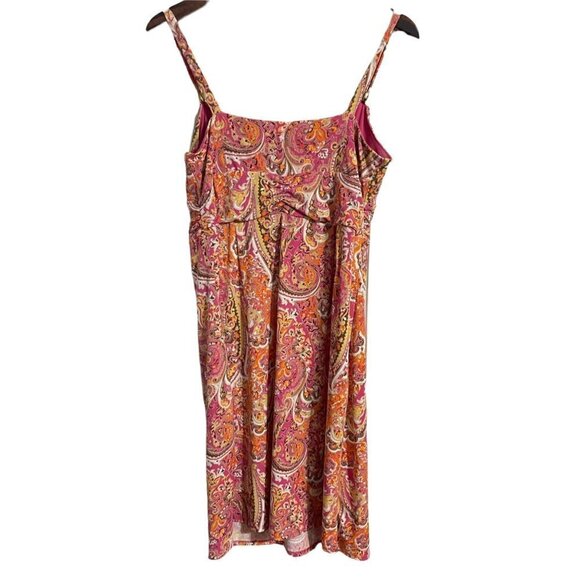 LOFT Women's Pink Orange Paisley Y2K Retro Beaded Strap Stretch Mini Dress 10P - Picture 7 of 7